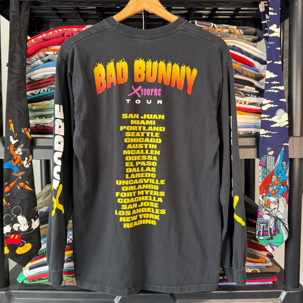 Modern Black Bad Bunny X100pre Tour Long Sleeve Shirt Size M